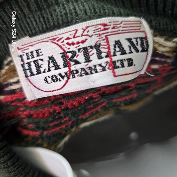 Vintage The Heartland Company Ltd. Men Small Fair Isle Knit Polo Sweater 90s Y2K - Picture 5 of 7